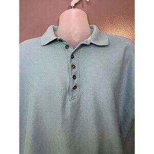 Vintage Structure Polo Shirt Mens Large Green Solid Cotton Knit Casual Summer